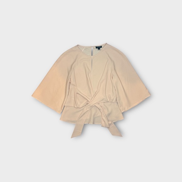 Topshop Blush Pink Front Tie Peplum Keyhole Detail Top - Picture 8 of 10